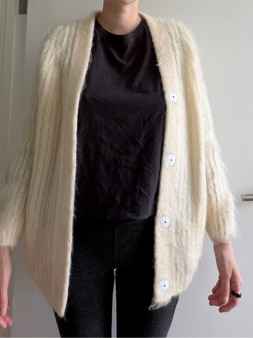 Fendi Cream Mohair Cardigan Sweater
